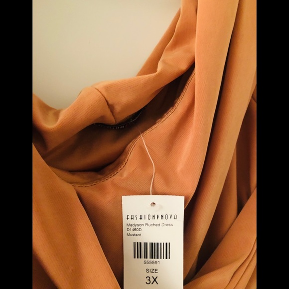 Madyson Ruched Dress in Mustard - Picture 7 of 9